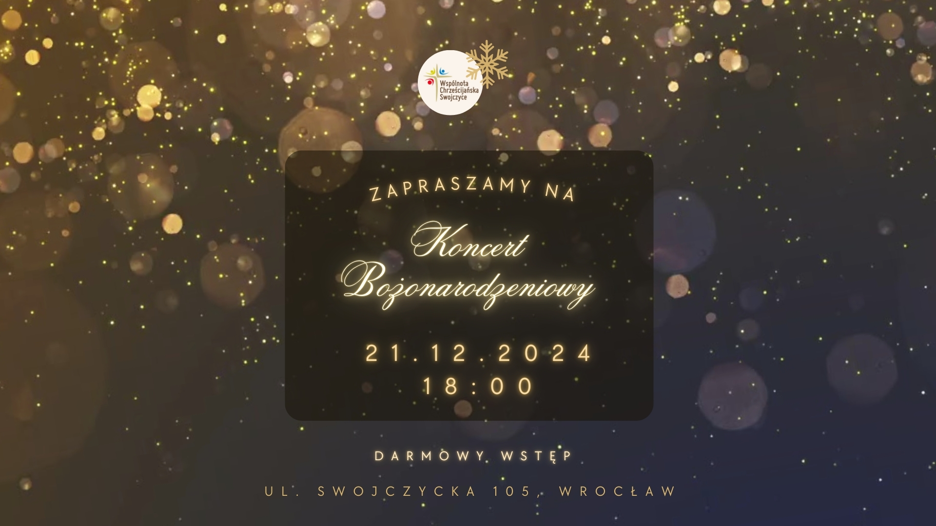 Zaproszenie na Koncert Bożonarodzeniowy, 21 grudnia, godzina 18:00